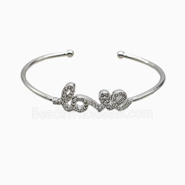 Copper Love Bangle Micropave Zirconia Platinum Plated