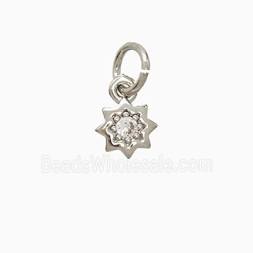 Copper Star Pendant Pave Zirconia Platinum Plated