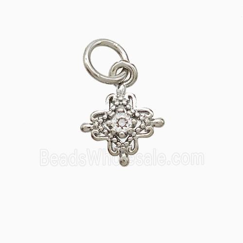 Copper Cross Pendant Pave Zirconia Platinum Plated