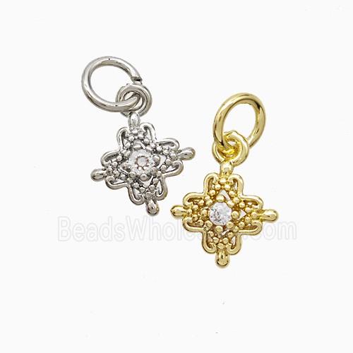 Copper Cross Pendant Pave Zirconia Mixed