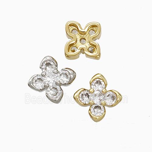 Copper Cross Beads Pave Zirconia Mixed