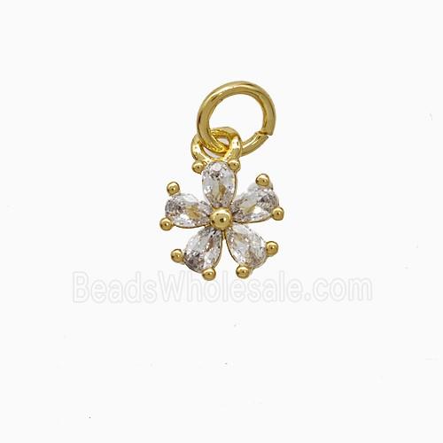 Copper Flower Pendant Pave Zirconia Gold Plated