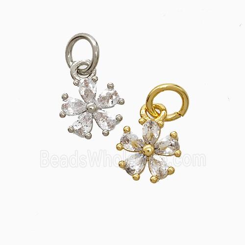 Copper Flower Pendant Pave Zirconia Mixed