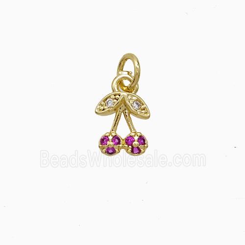 Copper Cherry Pendant Pave Zirconia Gold Plated
