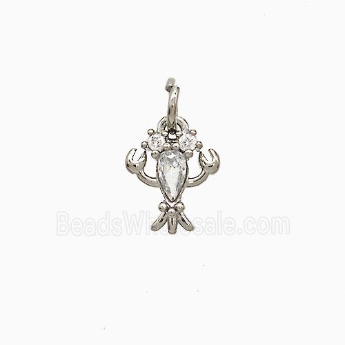 Copper Crab Pendant Pave Zirconia Platinum Plated