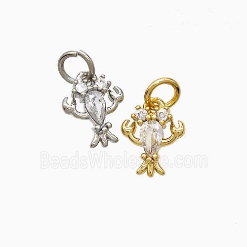 Copper Crab Pendant Pave Zirconia Mixed