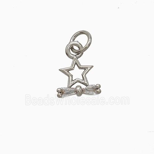 Copper Star Pendant Pave Zirconia Platinum Plated