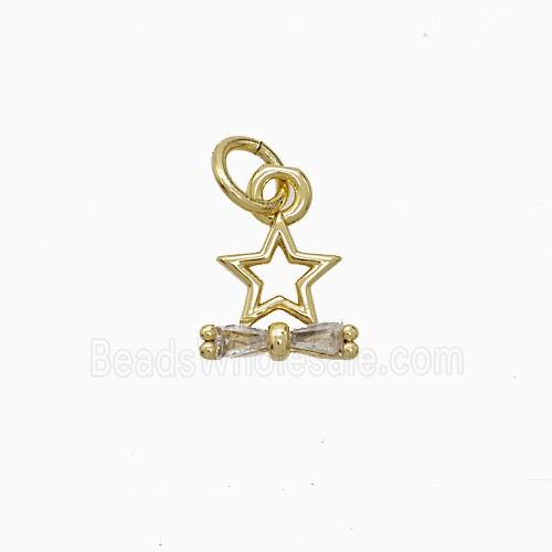 Copper Star Pendant Pave Zirconia Gold Plated
