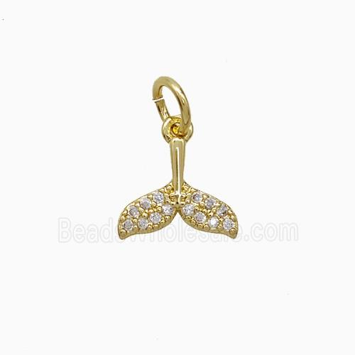 Copper Mermaid-Tail Pendant Pave Zirconia Gold Plated