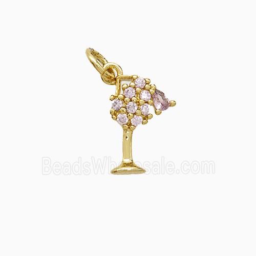 Copper Cup Pendnat Pave Zirconia Gold Plated
