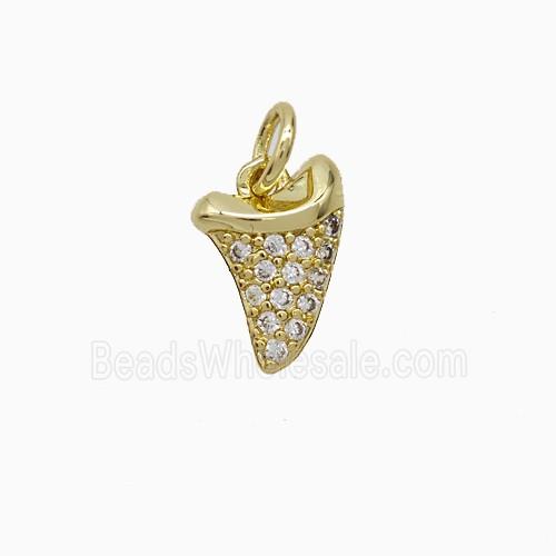 Copper Shark Tooth Charms Pendant Pave Zirconia Gold Plated