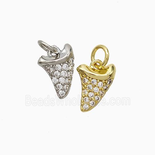 Copper Shark Tooth Charms Pendant Pave Zirconia Mixed