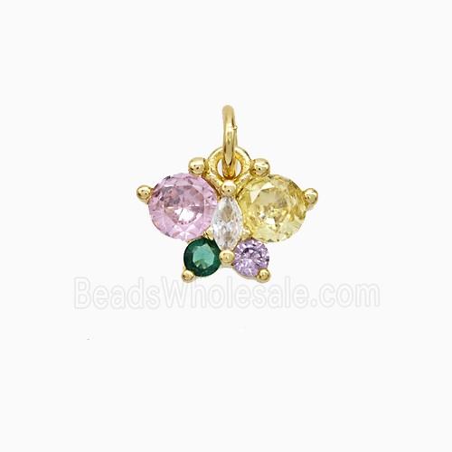 Copper Butterfly Pendant Pave Crystal Glass Gold Plated