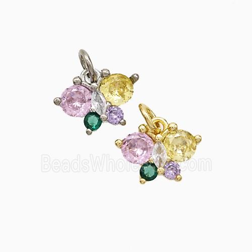 Copper Butterfly Pendant Pave Crystal Glass Mixed