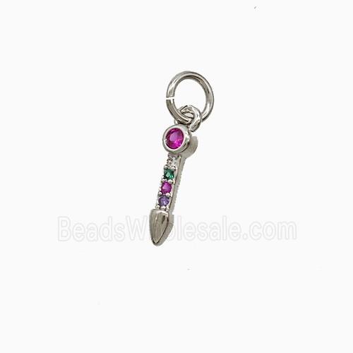 Copper Arrowhead Pendant Pave Zirconia Platinum Plated