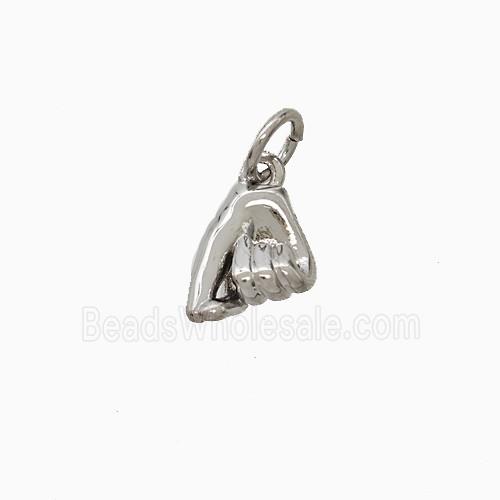 Copper Love Hand Sign Pendant Platinum Plated