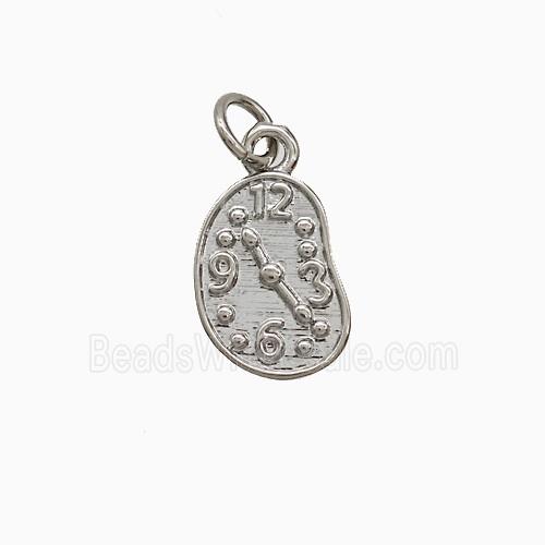 Copper Clock Pendant Platinum Plated