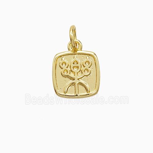 Chinese Words Le Charms Copper Pendant Gold Plated