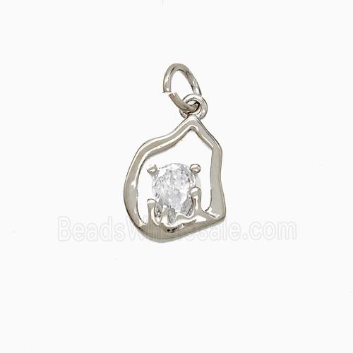 Copper Flame Pendant Pave Zirconia Platinum Plated