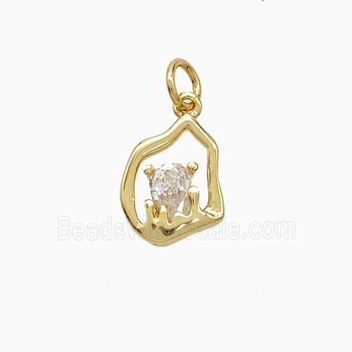 Copper Flame Pendant Pave Zirconia Gold Plated