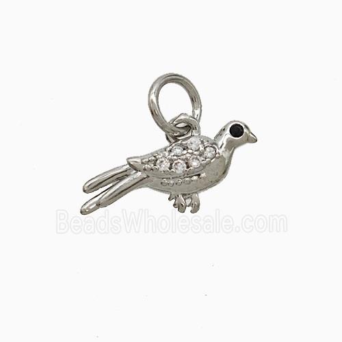 Copper Birds Pendant Pave Zirconia Platinum Plated
