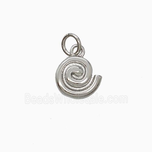 Copper Spiral Shell Pendant Platinum Plated