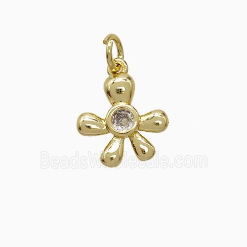 Copper Flower Pendant Pave Zirconia Gold Plated