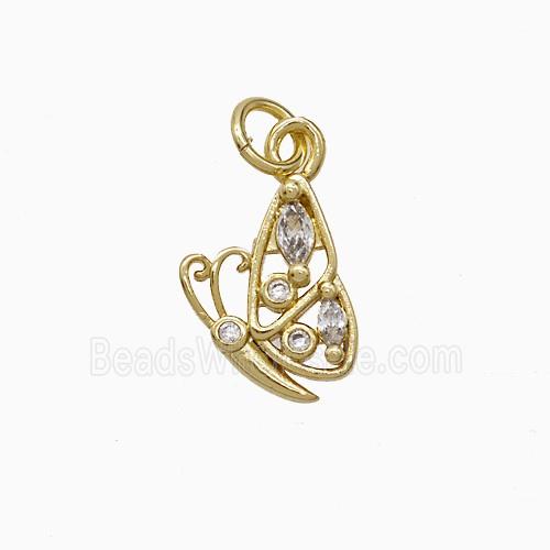 Copper Butterfly Pendant Pave Zirconia Gold Plated