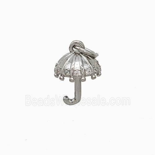 Copper Umbrella Pendant Pave Zirconia Platinum Plated