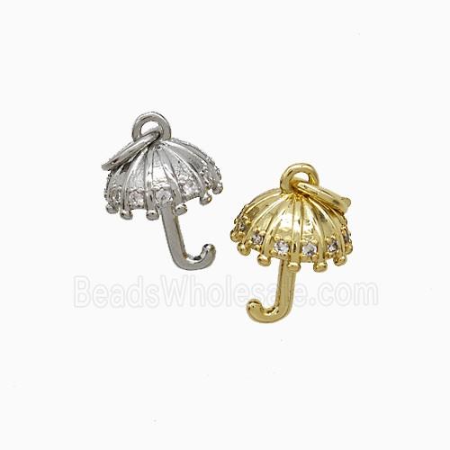 Copper Umbrella Pendant Pave Zirconia Mixed