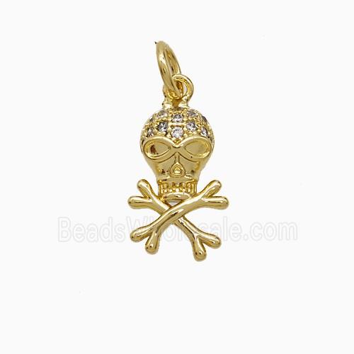 Copper Skull Pendant Pave Zirconia Gold Plated