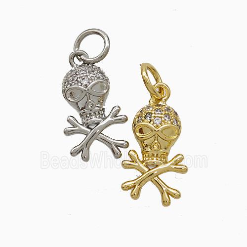 Copper Skull Pendant Pave Zirconia Mixed