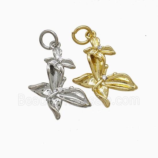 Copper Butterfly Pendant Pave Zirconia Mixed