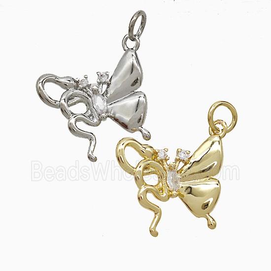 Copper Butterfly Pendant Pave Zirconia Mixed