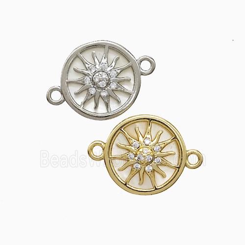 Copper Sun Connector Pave Zirconia Shell Mixed