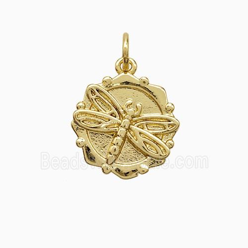 Copper Dragonfly Pendant Gold Plated