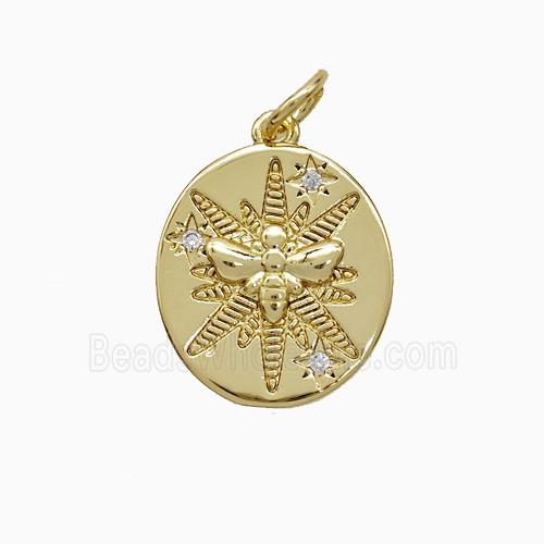 Copper Honeybee Pendant Pave Zirconia Gold Plated