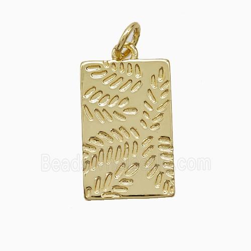 Copper Leaf Pendant Rectangle Gold Plated