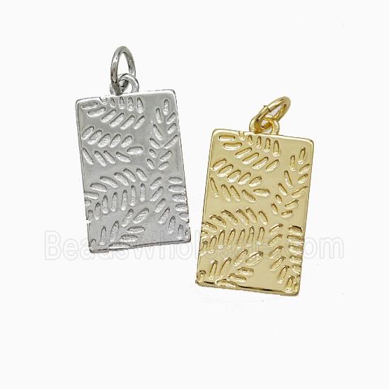 Copper Leaf Pendant Rectangle Mixed