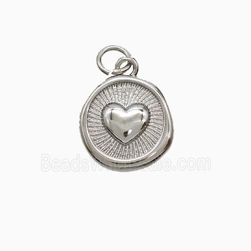 Copper Heart Pendant Circle Platinum Plated