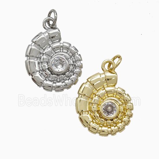 Copper Spiral Shell Pendant Pave Zirconia Mixed