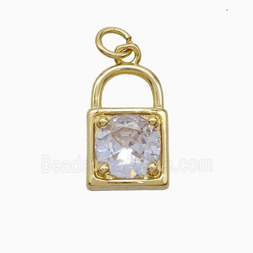 Copper Locket Pendant Pave Crystal Glass Gold Plated
