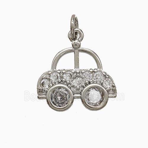 Copper Car Charms Pendnat Pave Zirconia Platinum Plated