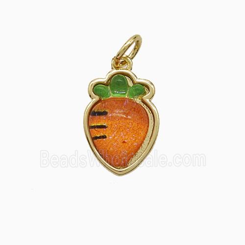 Copper Carrot Pendant Pave Resin Red Gold Plated