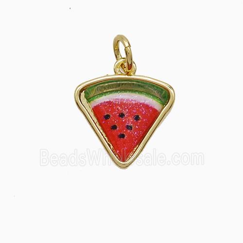 Copper Watermelon Pendant Pave Resin Gold Plated