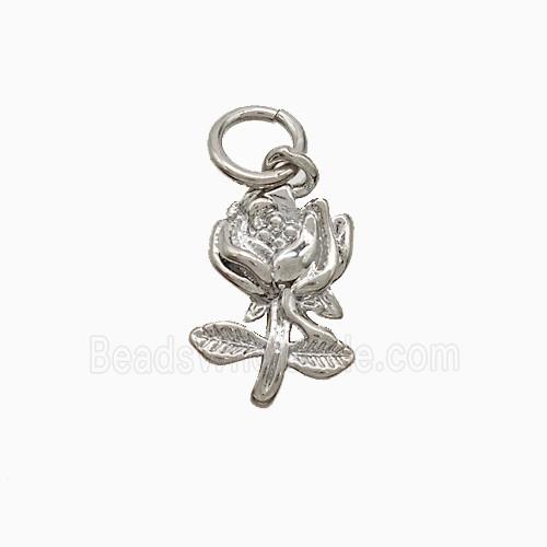 Copper Flower Pendant Platinum Plated