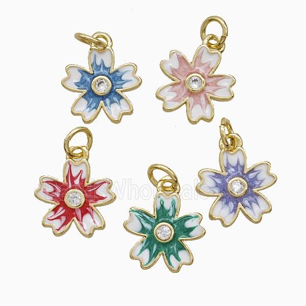 Copper Flower Pendant Enamel Gold Plated Mixed