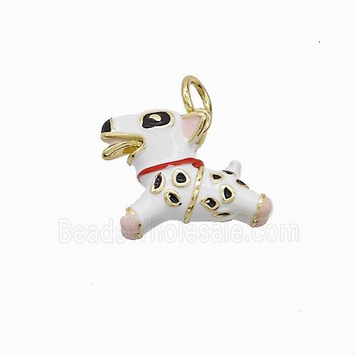 Copper Dog Pendant White Enamel Gold Plated