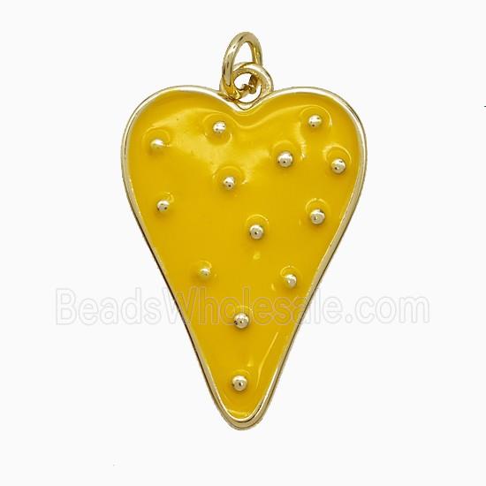 Copper Heart Pendant Yellow Enamel Gold Plated