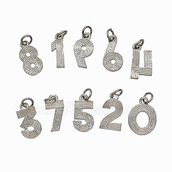 Copper Number Pendant Mixed Platinum Plated